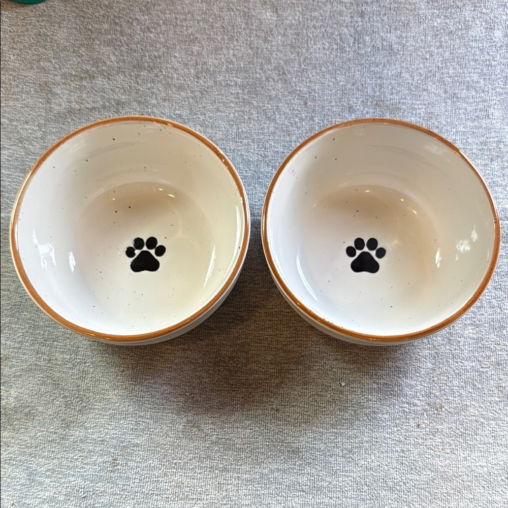 Signature Pet Bowls - White and Brown